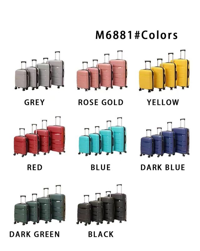 ออกแบบกระเป๋าเดินทาง Rolling Carry On Trolley OEM/ODM กระเป๋าเดินทางกระเป๋าเดินทางเครื่องบิน Hard Shell Custom PP Baggage Set