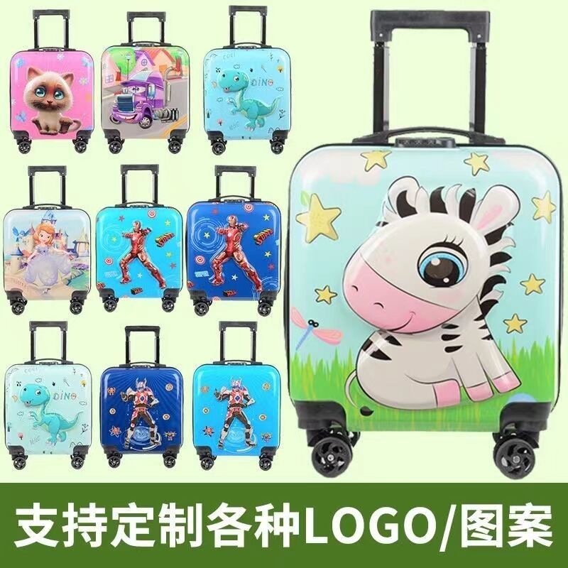 ขายปลีกดีไซเนอร์ Custom ABS Trolley Case การพิมพ์ที่กําหนดเอง กระเป๋าเดินทางการ์ตูน 4 ล้อ กระเป๋าเดินทางสําหรับเด็ก