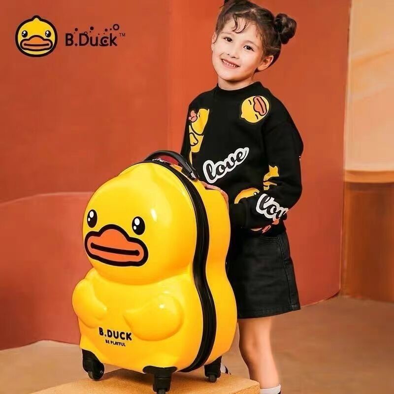 สีเหลือง เป็ดสัตว์ออกแบบเด็ก Trolley กระเป๋าเดินทาง กระเป๋าเด็ก การ์ตูน กระเป๋าเดินทาง